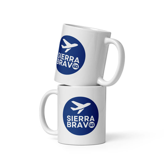 Sierra Bravo TV Round Logo White glossy mug